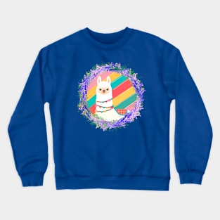 Floral llama-black version Crewneck Sweatshirt